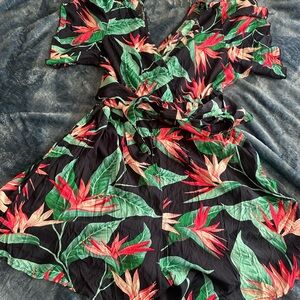 Tropical Floral Wrap Romper